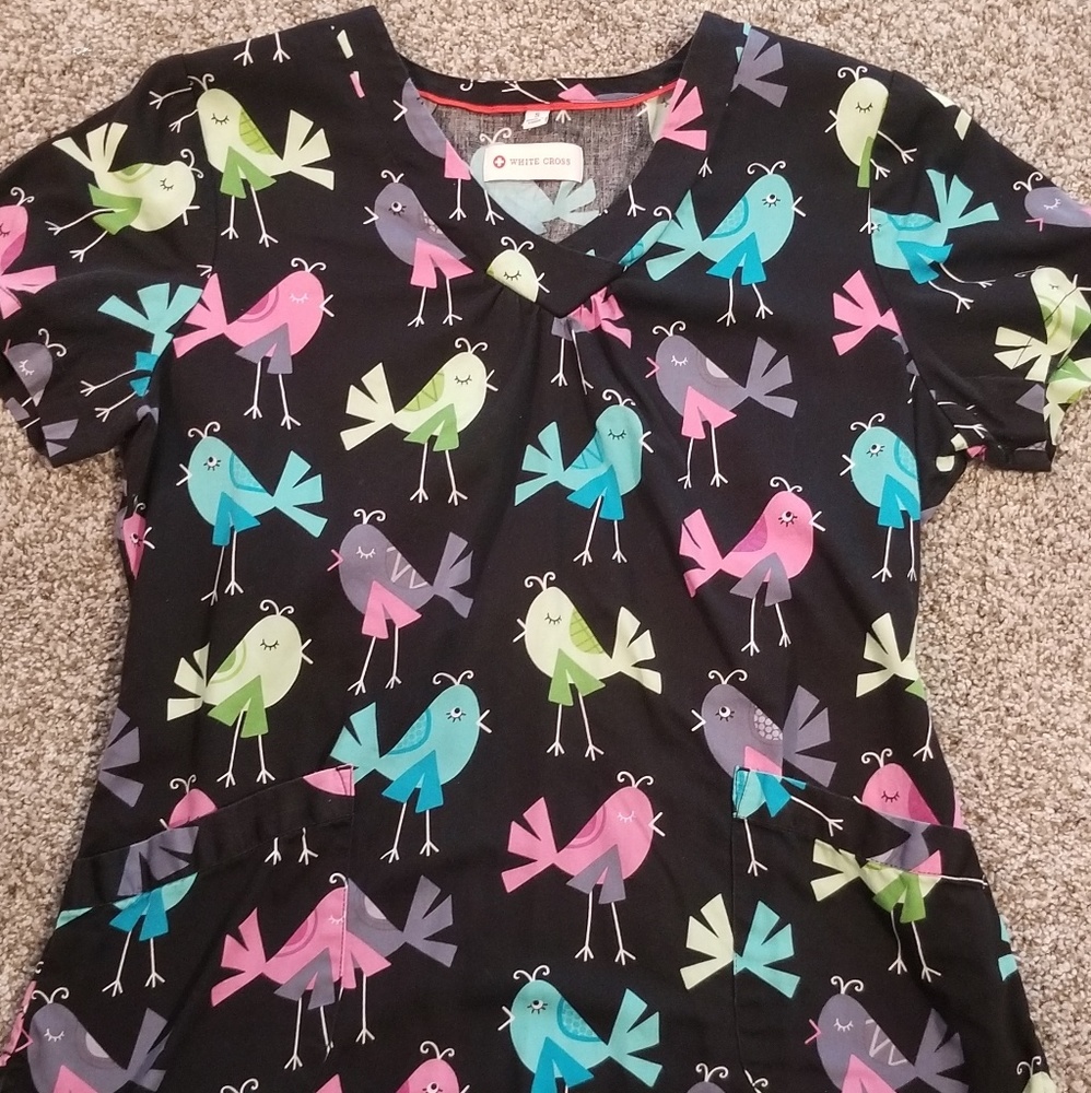 White cross scrub top